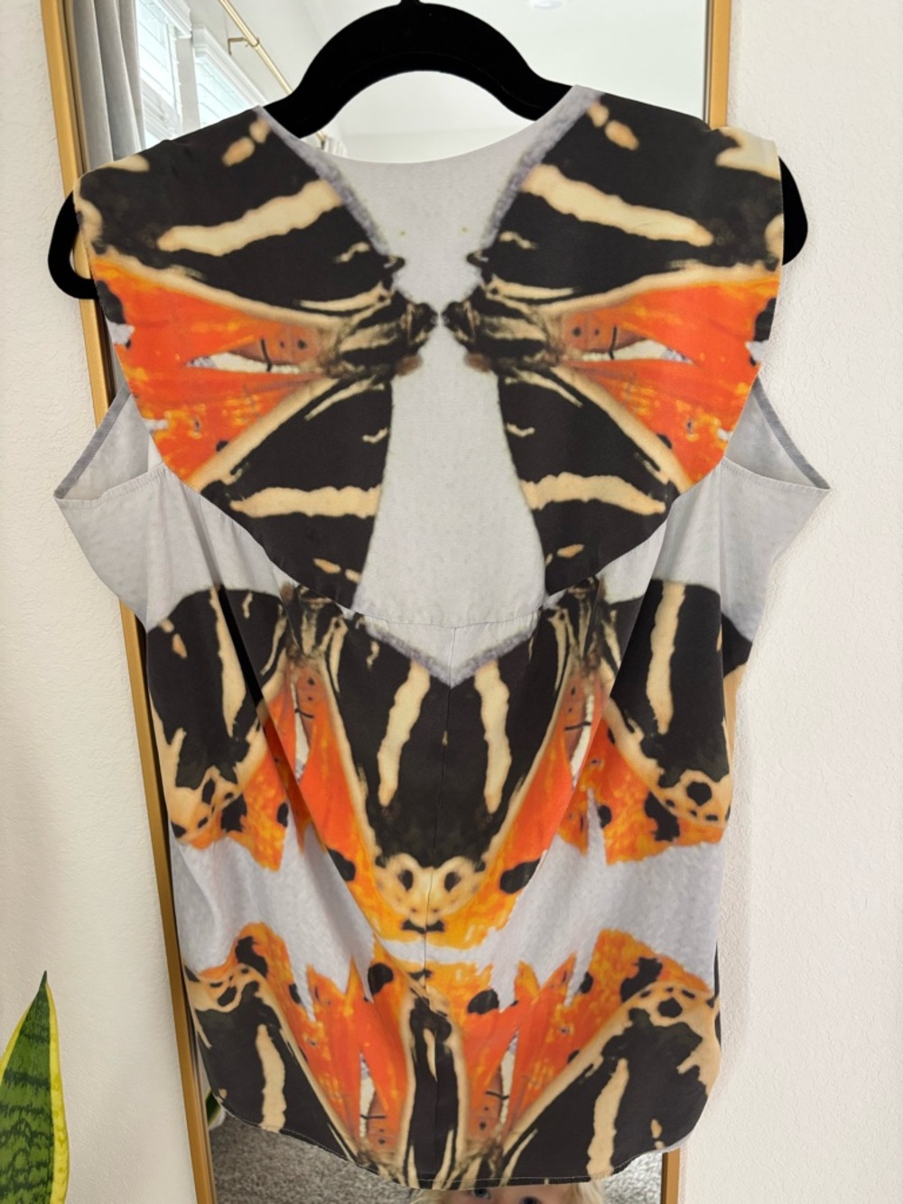 Butterfly Print Sleeveless Top in Orange and Black